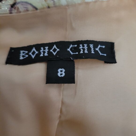 Boho Chic Size 8 Jacket Tan Brown Silk Sequin Jacket Lined Cheetah - Picture 12 of 12